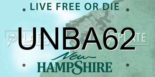 UNBA62 New Hampshire License Plate