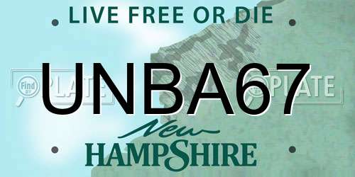 UNBA67 New Hampshire License Plate