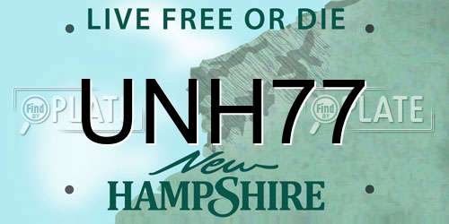 UNH77 New Hampshire License Plate