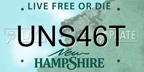 UNS46T New Hampshire License Plate