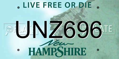UNZ696 New Hampshire License Plate