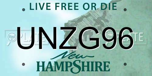 UNZG96 New Hampshire License Plate