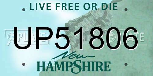 UP51806 New Hampshire License Plate
