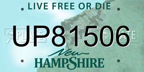 UP81506 New Hampshire License Plate