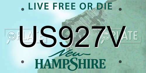 US927V New Hampshire License Plate