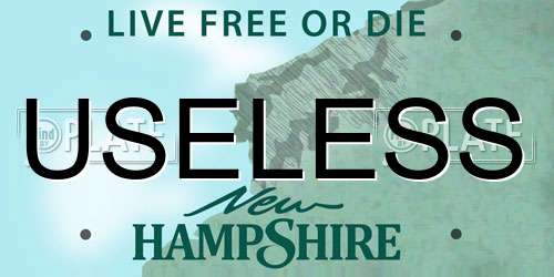 USELESS New Hampshire License Plate