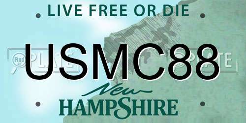 USMC88 New Hampshire License Plate