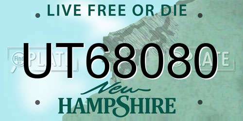 UT68080 New Hampshire License Plate