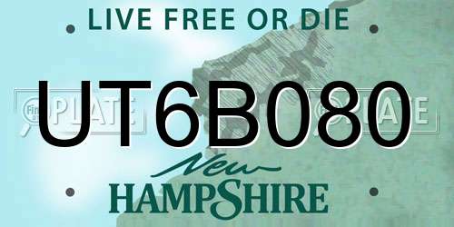 UT6B080 New Hampshire License Plate