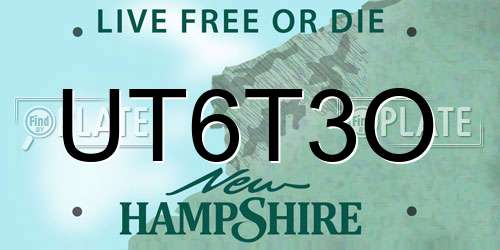 UT6T3O New Hampshire License Plate
