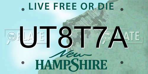 UT8T7A New Hampshire License Plate