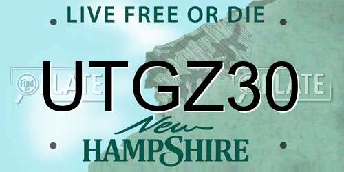 UTGZ30 New Hampshire License Plate
