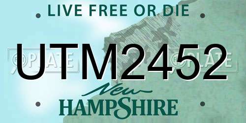UTM2452 New Hampshire License Plate