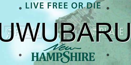 UWUBARU New Hampshire License Plate