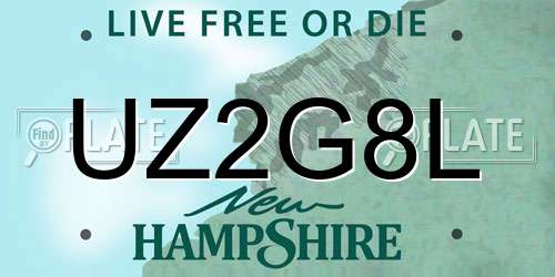 UZ2G8L New Hampshire License Plate