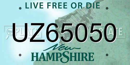 UZ65050 New Hampshire License Plate