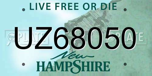UZ68050 New Hampshire License Plate