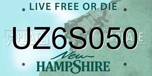 UZ6S050 New Hampshire License Plate