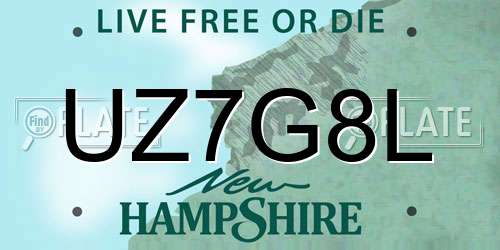 UZ7G8L New Hampshire License Plate