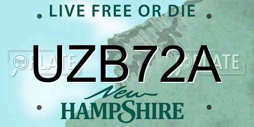 UZB72A New Hampshire License Plate