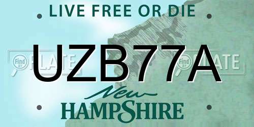 UZB77A New Hampshire License Plate