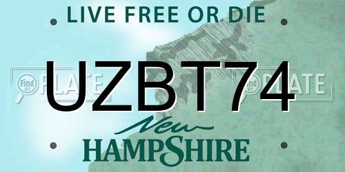 UZBT74 New Hampshire License Plate