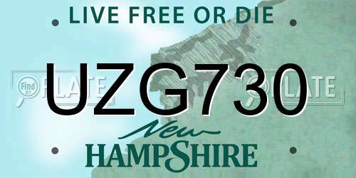 UZG730 New Hampshire License Plate