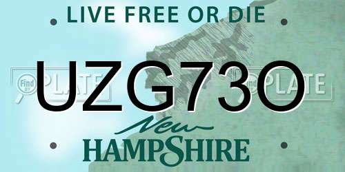 UZG73O New Hampshire License Plate