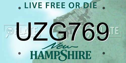 UZG769 New Hampshire License Plate