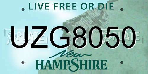 UZG8050 New Hampshire License Plate