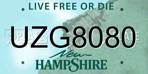 UZG8080 New Hampshire License Plate