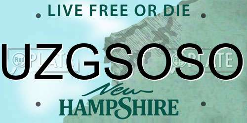 UZGSOSO New Hampshire License Plate