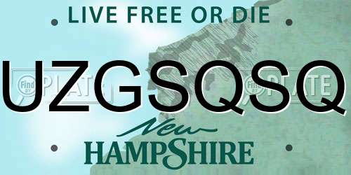 UZGSQSQ New Hampshire License Plate