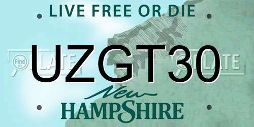 UZGT30 New Hampshire License Plate