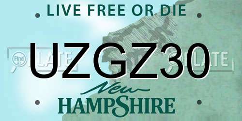 UZGZ30 New Hampshire License Plate