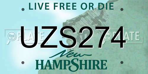 UZS274 New Hampshire License Plate
