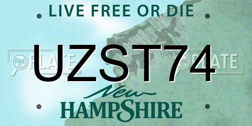 UZST74 New Hampshire License Plate
