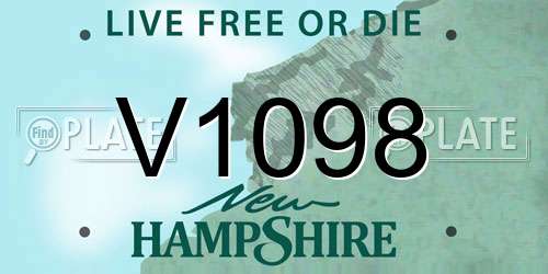 V1098 New Hampshire License Plate
