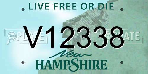 V12338 New Hampshire License Plate