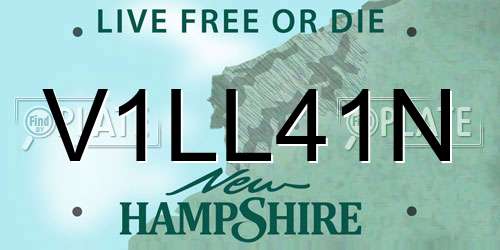 V1LL41N New Hampshire License Plate