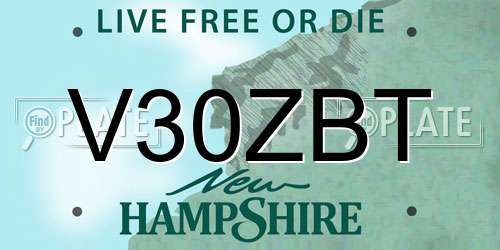 V30ZBT New Hampshire License Plate