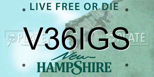 V36IGS New Hampshire License Plate