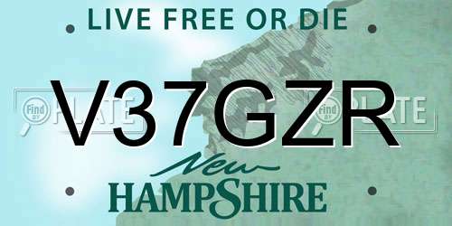 V37GZR New Hampshire License Plate
