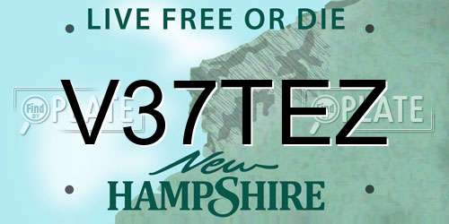 V37TEZ New Hampshire License Plate