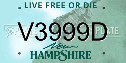 V3999D New Hampshire License Plate