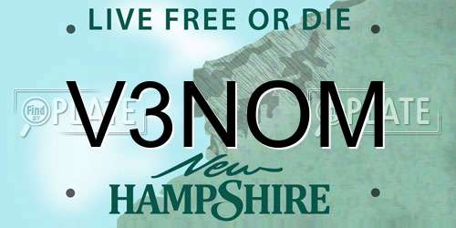 V3NOM New Hampshire License Plate