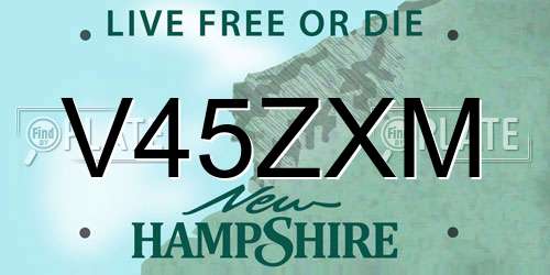 V45ZXM New Hampshire License Plate