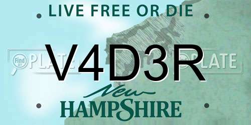 V4D3R New Hampshire License Plate