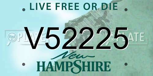 V52225 New Hampshire License Plate