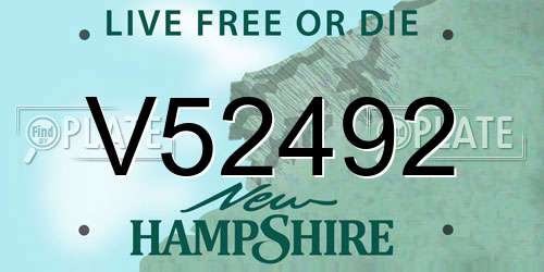 V52492 New Hampshire License Plate